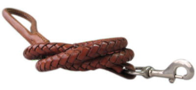 Hand Braided Leather Leash Brown