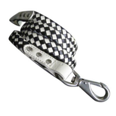 Hand braided Leather Leash Black & White Checkerboard