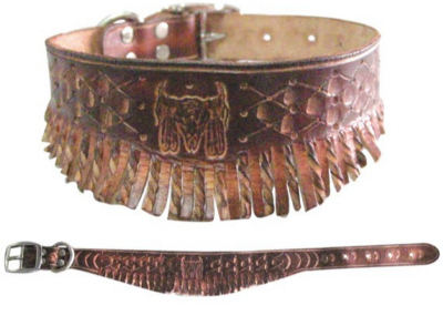 Hand carved leather collar