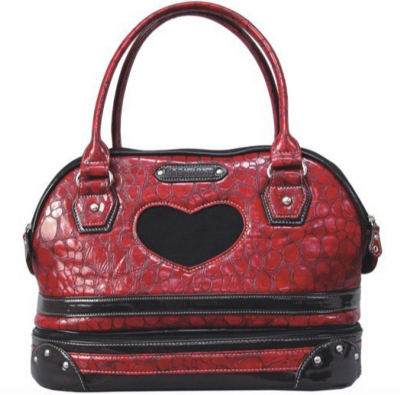 Attached Compartment Red Faux Leather Pet Carrier