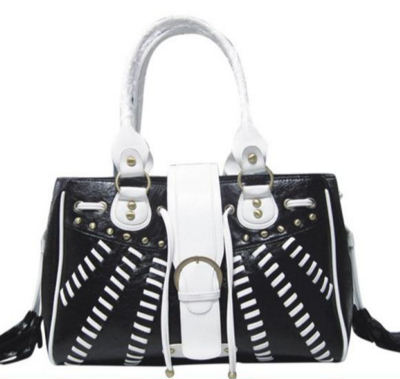 Faux Black and White Leather Pet Carrier