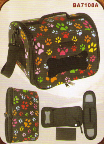 Foldable Paw Print Linen Pet Carrier