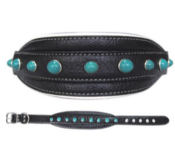 Faux Leather Collar with Turquoise Stones