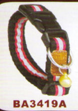 Brown & Red Striped Adjustable Collar with Bell