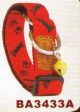 Red Bone & Paw Adjustable Collar with Bell