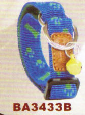 Blue Bone & Paw Adjustable Collar with Bell