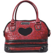 Attached Compartment Red Faux Leather Pet Carrier