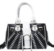 Faux Black and White Leather Pet Carrier