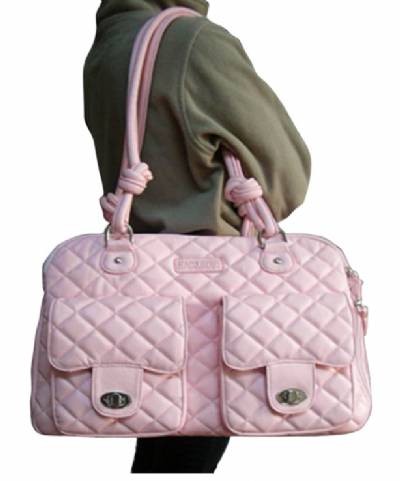 Faux Pink Pet Carrier