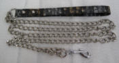 Chain leash with Faux Leather Handle